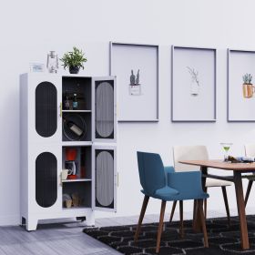 Metal Storage Cabinet, Bathroom Storage Cabinet with Doors and Shelves, Office Storage Cabinet with Lock, Black Garage Cabinets, 3 Adjustable Shelves
