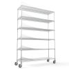 6 Tier Wire Shelving Unit, 6000 LBS NSF Height Adjustable Metal Garage Storage Shelves with Wheels