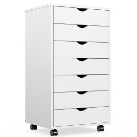 Sweetcrispy 7 Drawer Chest - Storage Cabinets with Wheels Dressers Wood Dresser Cabinet Mobile Organizer Drawers for Office