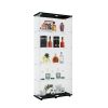 Glass Display Cabinet with 5 Shelves Double Door, Curio Cabinets for Living Room, Bedroom, Office, Black Floor Standing Glass Bookshelf