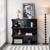 Multifunctional 4-Tier Black Book Shelf & Coffee Table for Living Room Bedroom Dining Room Study Entryway, Creative Furniture Floor Bookshelf