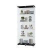 Glass Display Cabinet with 5 Shelves Double Door, Curio Cabinets for Living Room, Bedroom, Office, Black Floor Standing Glass Bookshelf