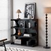 Multifunctional 4-Tier Black Book Shelf & Coffee Table for Living Room Bedroom Dining Room Study Entryway, Creative Furniture Floor Bookshelf