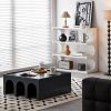 Multifunctional 4-Tier Black Book Shelf & Coffee Table for Living Room Bedroom Dining Room Study Entryway, Creative Furniture Floor Bookshelf