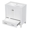 30" White Bathroom Vanity with Single Sink, Combo Cabinet Undermount Sink, Bathroom Storage Cabinet with 2 Doors and a Drawer, Soft Closing