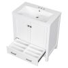 30" White Bathroom Vanity with Single Sink, Combo Cabinet Undermount Sink, Bathroom Storage Cabinet with 2 Doors and a Drawer, Soft Closing
