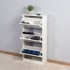 Wooden Shoe Cabinet for Entryway;  White Shoe Storage Cabinet with 3 Flip Doors 20.94x9.45x43.11 inch