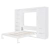 Queen Size Murphy Bed Wall Bed with Closet ,Drawers and Shelves,White