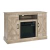 Farmhouse Classic Media TV Stand Antique Entertainment Console with 18" Fireplace Insert for TV up to 50" with Open and Closed Storage Space