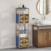 Tall Large Floor Storage Cabinet with Open Compartments and 2 Cabinets with Doors, Freestanding Cabinet, for Home Kitchen, Bathroom, Living Room