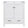 30" White Bathroom Vanity with Single Sink, Combo Cabinet Undermount Sink, Bathroom Storage Cabinet with 2 Doors and a Drawer, Soft Closing