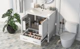 30" White Bathroom Vanity with Single Sink, Combo Cabinet Undermount Sink, Bathroom Storage Cabinet with 2 Doors and a Drawer, Soft Closing