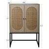 2 Door high cabinet, rattan, Built-in adjustable shelf, Easy Assembly, Free Standing Cabinet for Living Room Bedroom