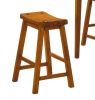 29-inch Bar Height Stools Set of 2pc Saddle Seat Solid Wood Casual Dining Home Furniture